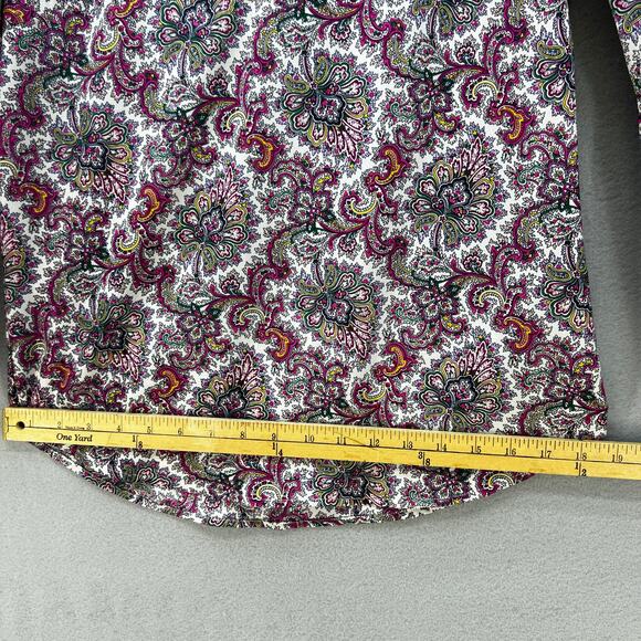 J. Crew Top Women's XS Multi Color Paisley Print Long Sleeve Business Casual - Picture 9 of 9
